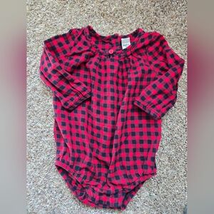 OshKosh B'gosh Red and Black Buffalo Plaid Onesie 9 Months 100% Cotton